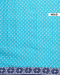 Traditional Hand Block Printed Mulmul Cotton Saree with Intricate Border - Sky Blue-Head