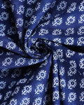 Traditional Hand Block Printed Mulmul Cotton Saree with Traditional Motifs - Blue-Close