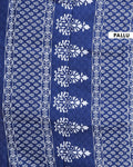 Traditional Hand Block Printed Mulmul Cotton Saree with Traditional Motifs - Blue-Pallu