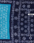 Traditional Hand Block Printed Sungudi Cotton Saree with Intricate Floral Motifs - Sky Blue