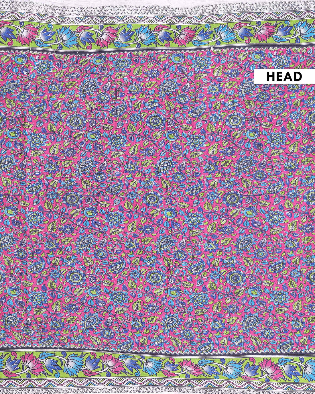 Traditional Hand Painted Kalamkari Cotton Saree with Traditional Floral and Paisley Motifs - Pink