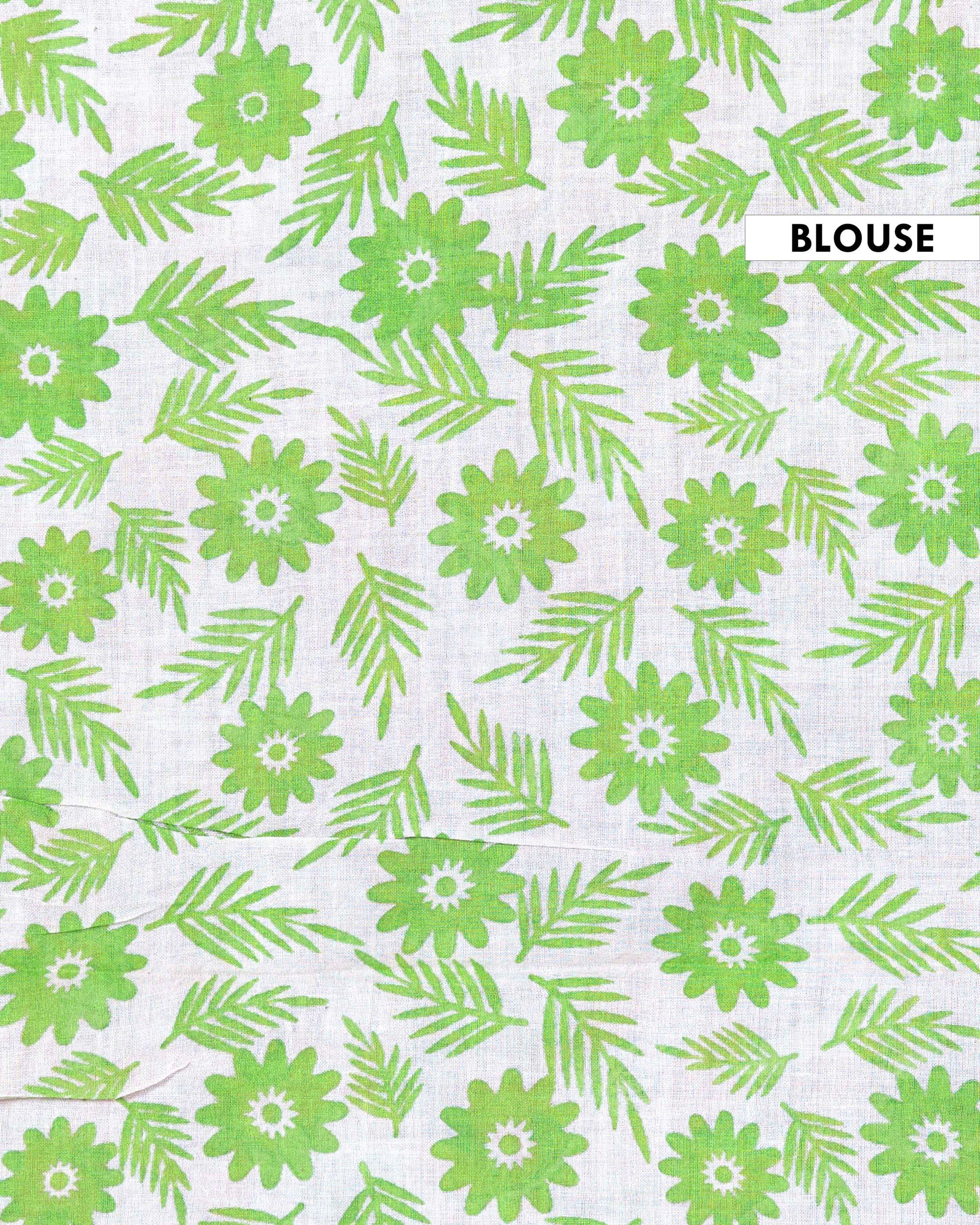 Traditional Hand Printed Kalamkari Cotton Saree with Nature and Floral Motifs  - Orange