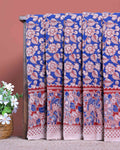 Traditional Hand Printed Kalamkari Cotton Saree with Traditional Floral Motifs - Blue