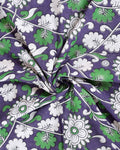 Traditional Handcrafted Kalamkari Cotton Saree with Floral and Leafy Motifs - Purple-Close