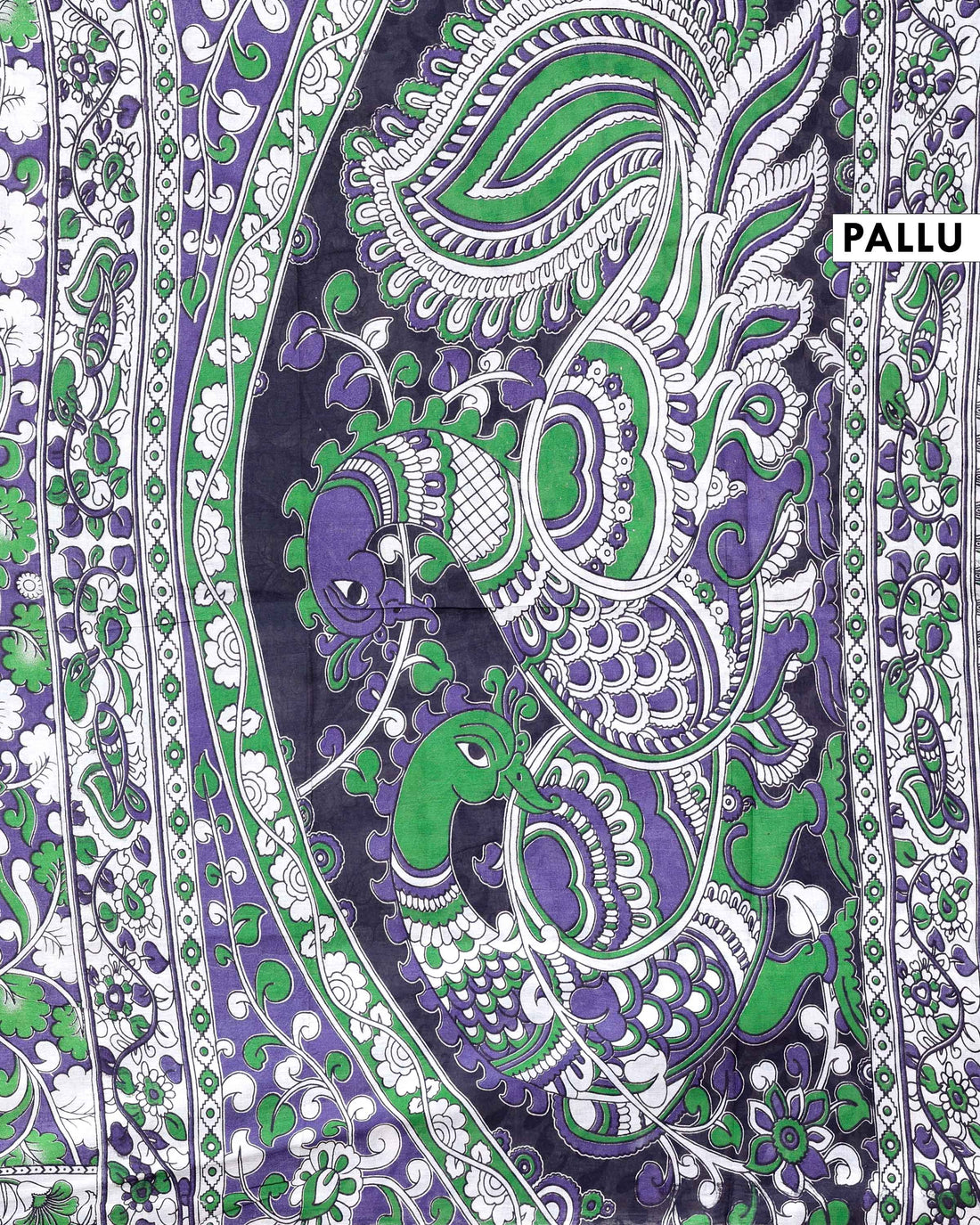 Traditional Handcrafted Kalamkari Cotton Saree with Floral and Leafy Motifs - Purple