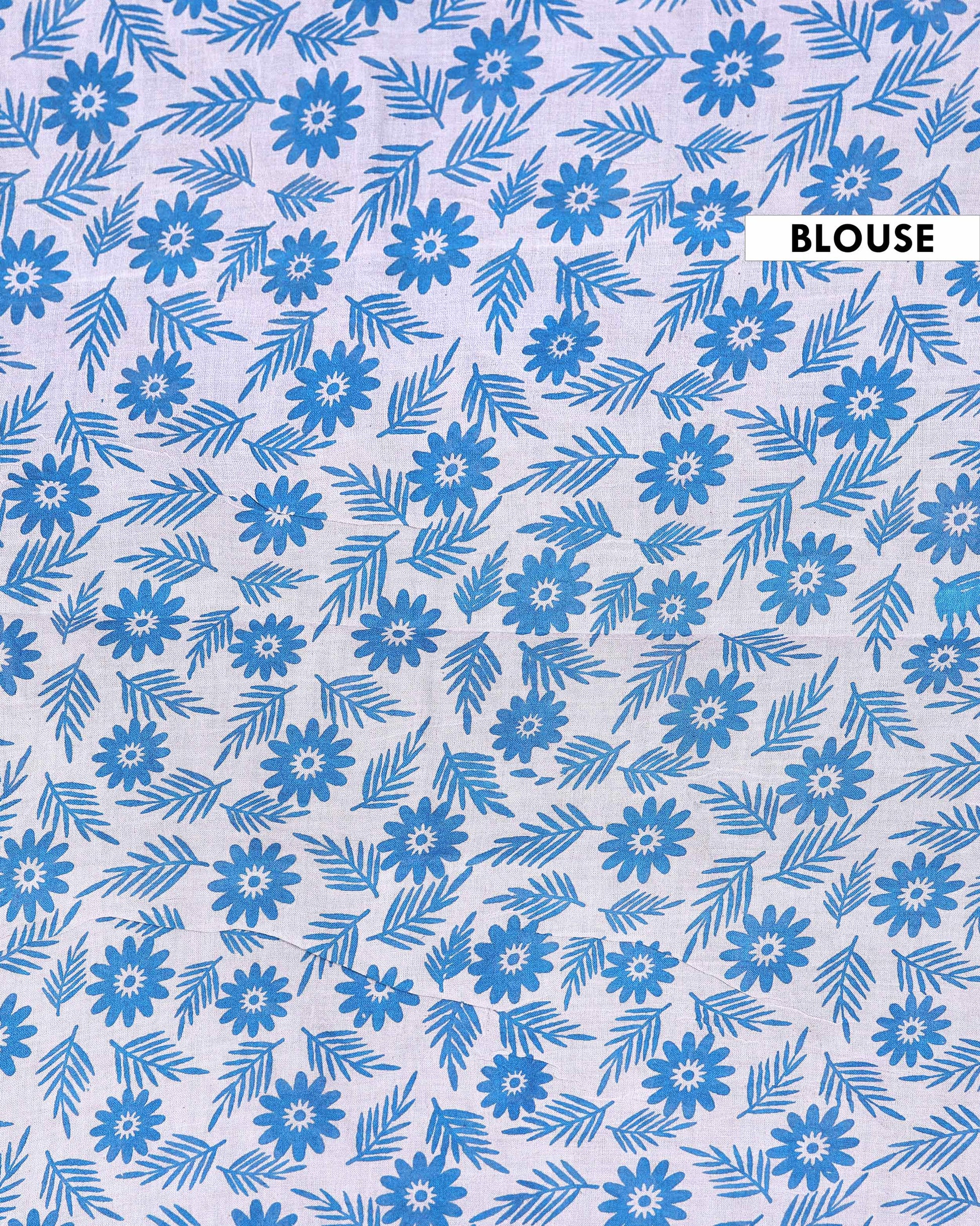 Traditional Handcrafted Kalamkari Cotton Saree with Intricate Floral Motifs and Contrast Border  - Blue