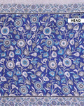 Traditional Handcrafted Kalamkari Cotton Saree with Intricate Floral Motifs and Contrast Border  - Blue