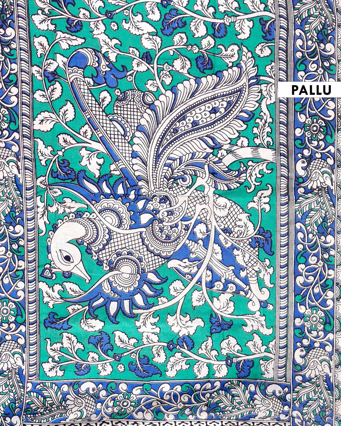 Traditional Handcrafted Kalamkari Cotton Saree with Traditional Peacock & Paisley Motifs - Dark Orange