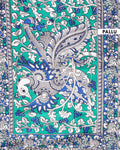 Traditional Handcrafted Kalamkari Cotton Saree with Traditional Peacock & Paisley Motifs - Pallu