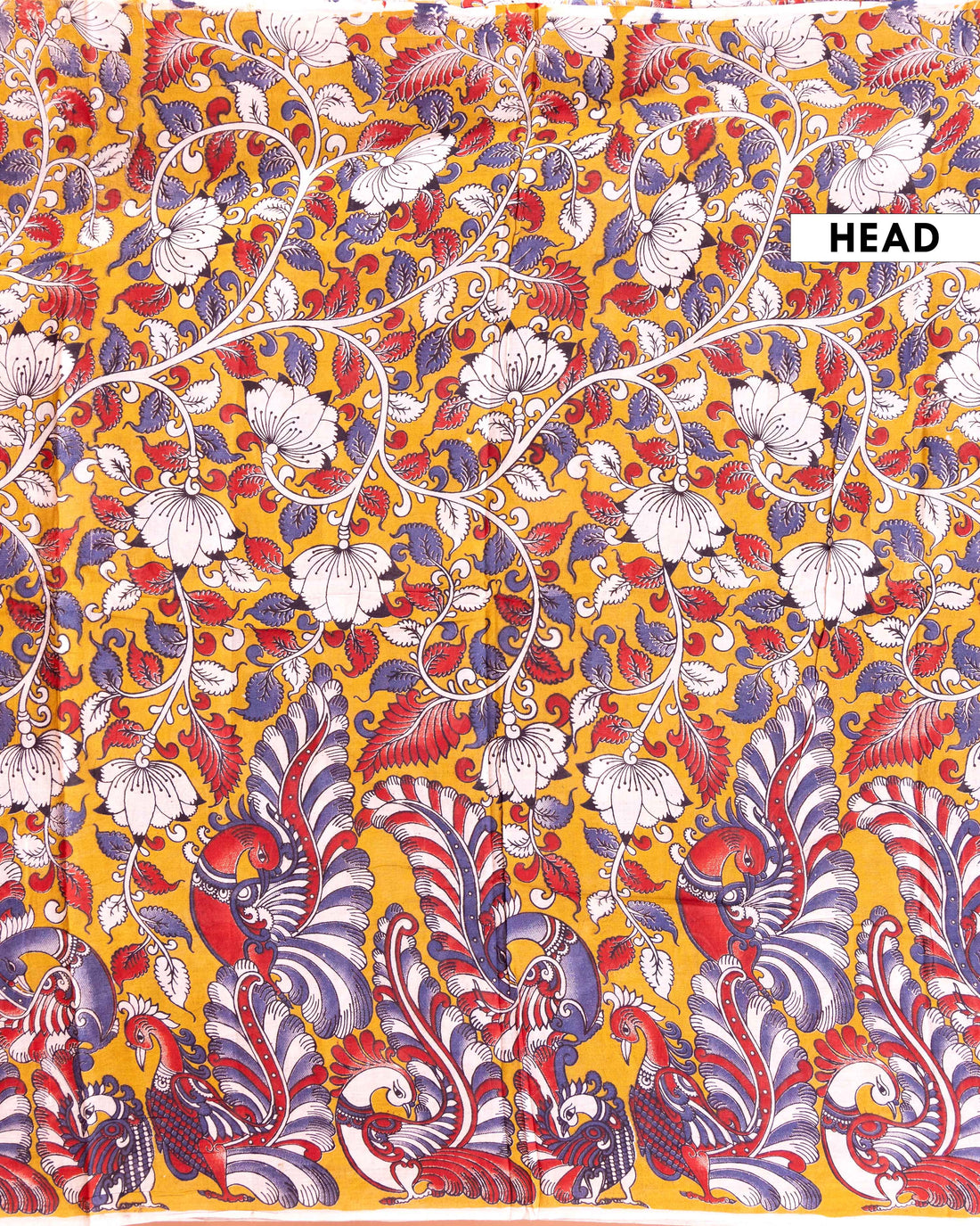 Traditional Handcrafted Kalamkari Saree with Intricate Peacock Design - Orange