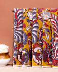 Traditional Handcrafted Kalamkari Saree with Intricate Peacock Design - Orange