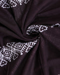 Traditional Handcrafted Mul Mul Saree with Geometric Pallu and Floral Border - Dark Brown-Close