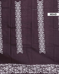 Traditional Handcrafted Mul Mul Saree with Geometric Pallu and Floral Border - Dark Brown-Head