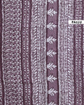 Traditional Handcrafted Mul Mul Saree with Geometric Pallu and Floral Border - Dark Brown-PALLU