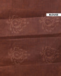 Traditional Handcrafted Mulmul Cotton Saree with Traditional Block Print and Border - Brown-Blouse