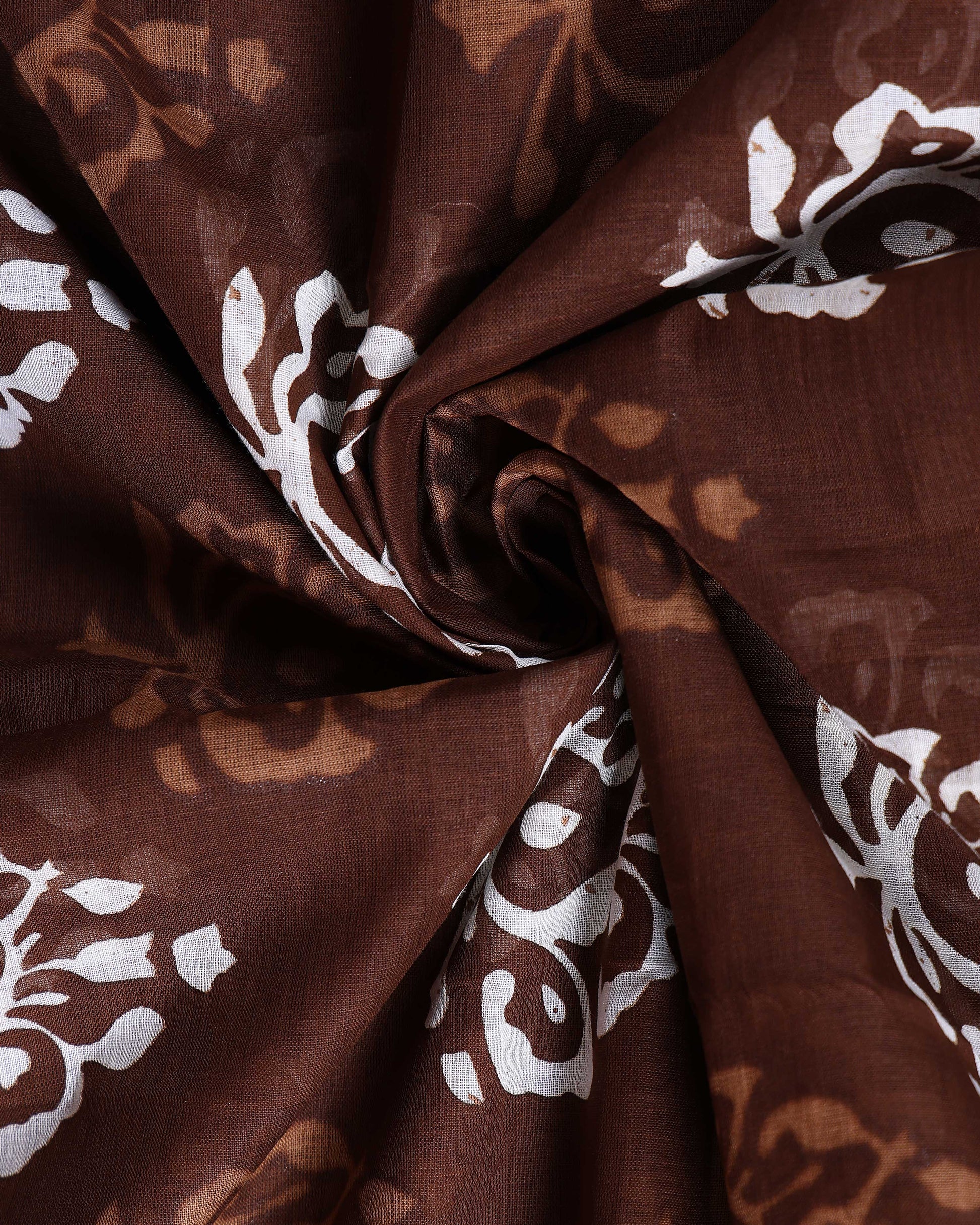 Traditional Handcrafted Mulmul Cotton Saree with Traditional Block Print and Border - Brown-Close