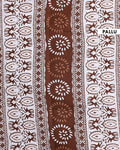 Traditional Handcrafted Mulmul Cotton Saree with Traditional Block Print and Border - Brown-Pallu