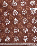 Traditional Handcrafted Mulmul Cotton Saree with Traditional Block Print and Border - Brown-head