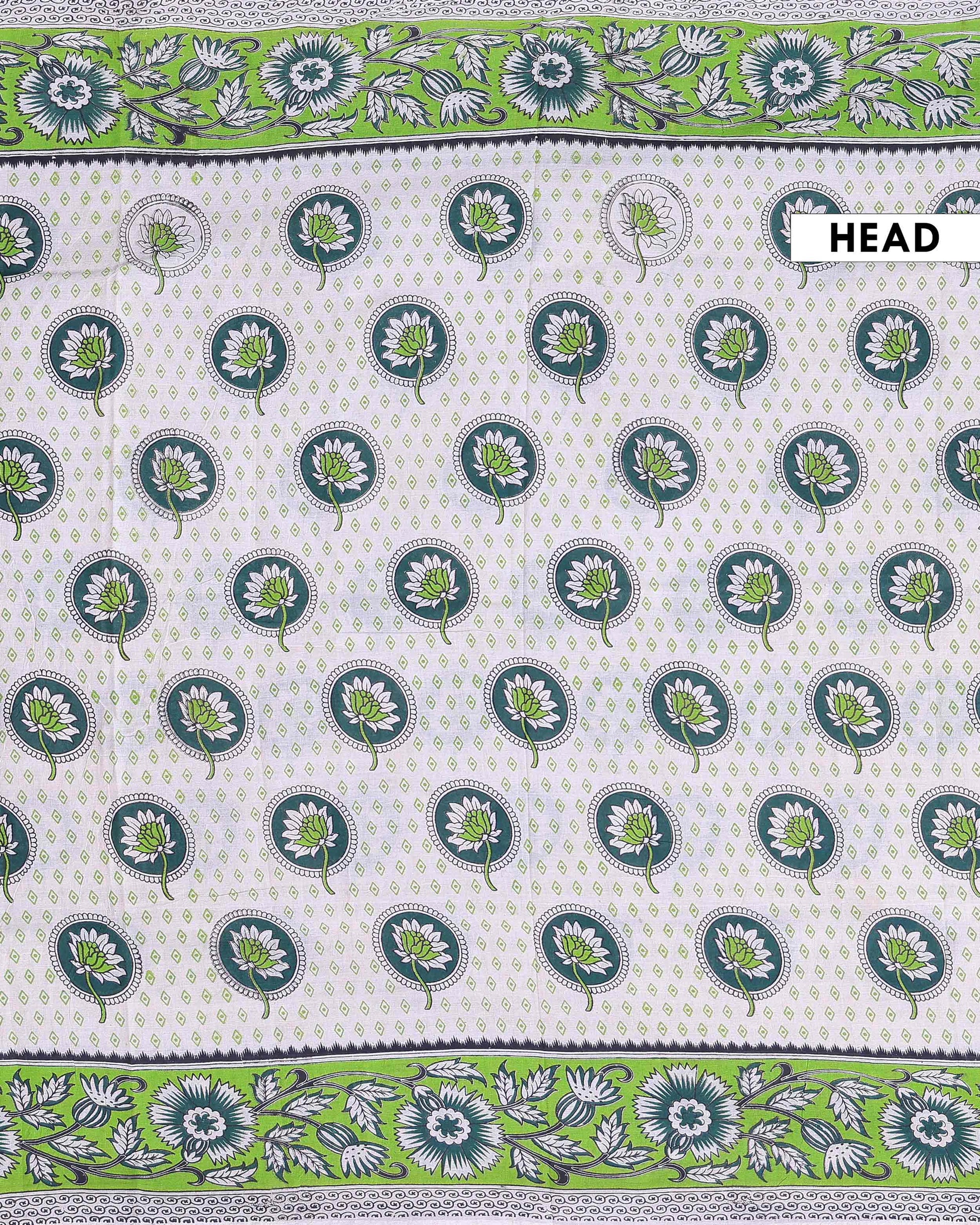 Traditional Handloom Cotton Kalamkari Saree Intricate Floral and Geometric Patterns - Off White -one