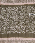 Traditional Handloom Cotton Saree with All-Over Batik Prints and Contrast Border - Olive Green