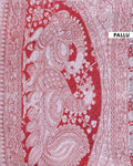 Traditional Handloom Hand Printed Kalamkari Cotton Saree with Intricate Motifs - Red