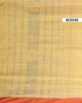 Traditional Handloom Ikkat Cotton Saree with Checked Body and Intricate Pallu - Yellow-Blouse