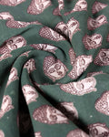 Traditional Handloom Kalamkari Cotton Saree with Buddha Motif and Elaborate Floral Border - Dark Green