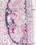 Traditional Handloom Kalamkari Cotton Saree with Buddha Motif and Elaborate Floral Border - Pink