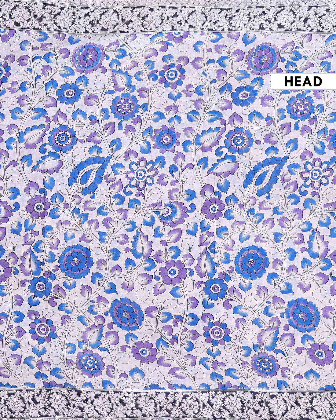 Traditional Handloom Kalamkari Cotton Saree with Floral Motifs - Off White