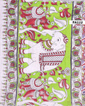 Traditional Handloom Kalamkari Cotton Saree with Floral Motifs - Red