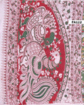 Traditional Handloom Kalamkari Cotton Saree with Intricate Avian and Floral Motifs - Green