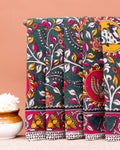 Traditional Handloom Kalamkari Cotton Saree with Intricate Floral and Avian Motifs - Dark Green