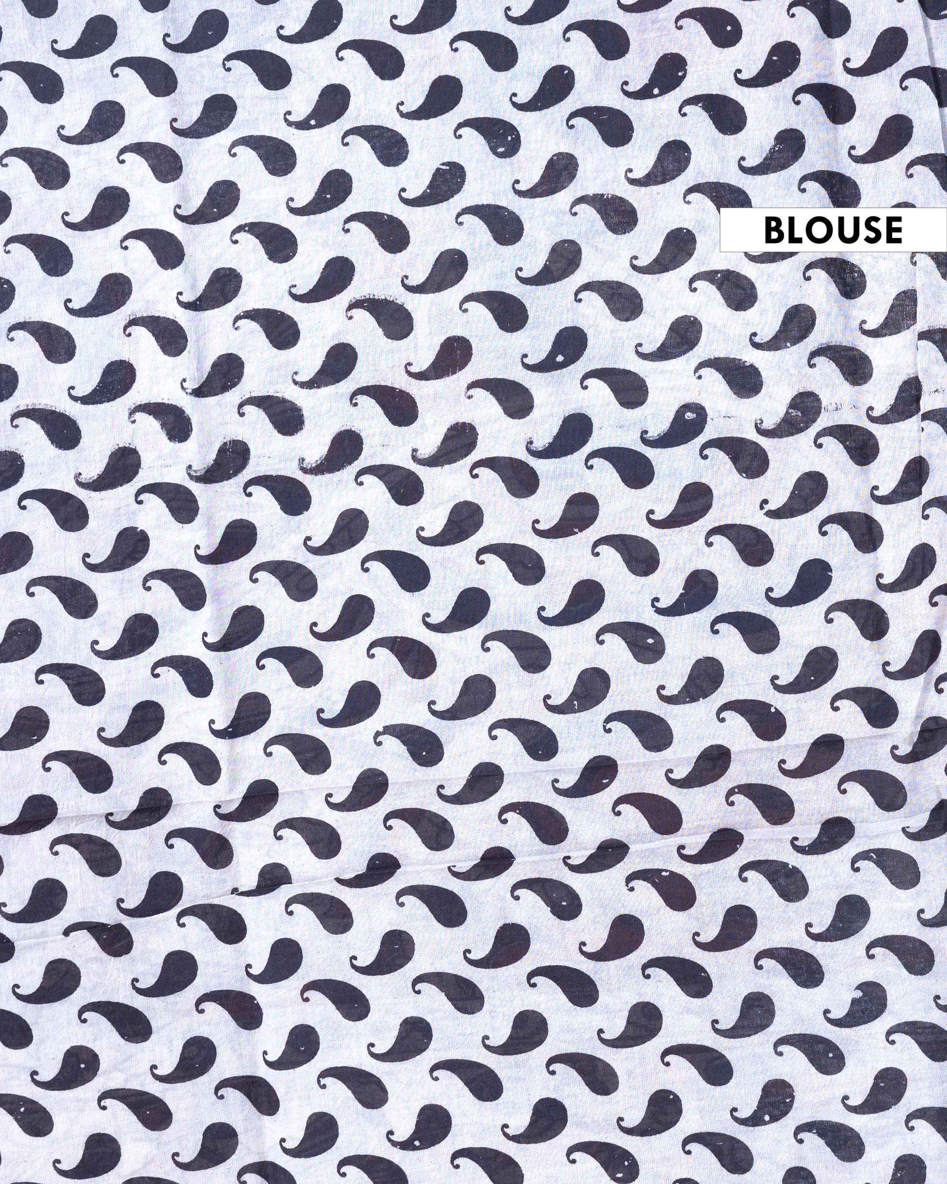 Traditional Handloom Kalamkari Cotton Saree with Lotus Motifs and Ornate Border - Blue