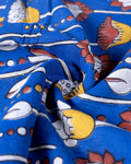 Traditional Handloom Kalamkari Cotton Saree with Lotus Motifs and Ornate Border - Blue