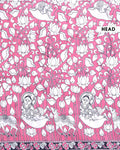 Traditional Handloom Kalamkari Cotton Saree with Mythological Figure and Lotus Motifs - Pink