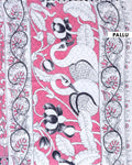 Traditional Handloom Kalamkari Cotton Saree with Mythological Figure and Lotus Motifs - Pink
