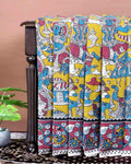 Traditional Handloom Kalamkari Cotton Saree with Mythological Motifs - Yellow