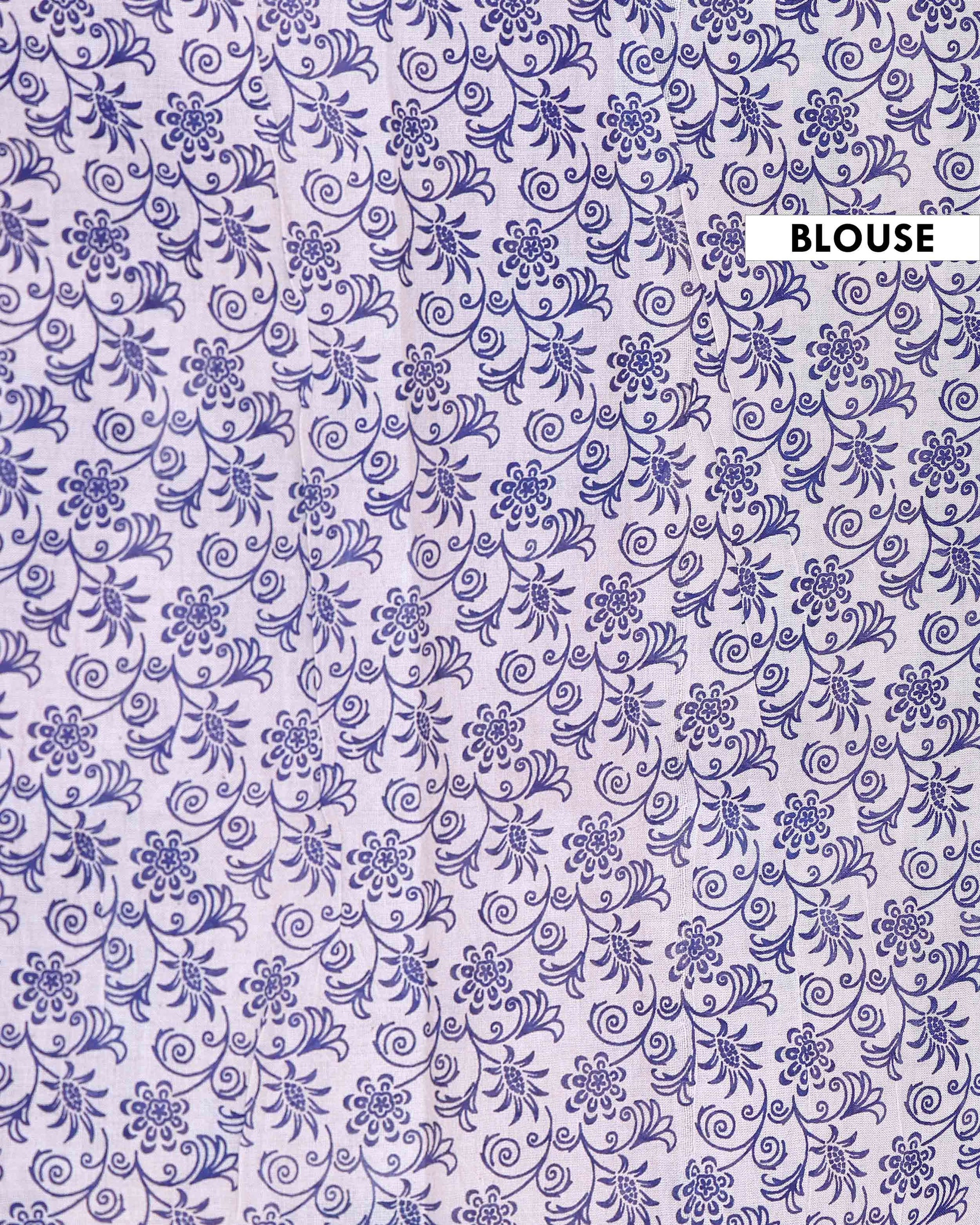 Traditional Handloom Kalamkari Cotton Saree with Paisley and Floral Designs - Blue