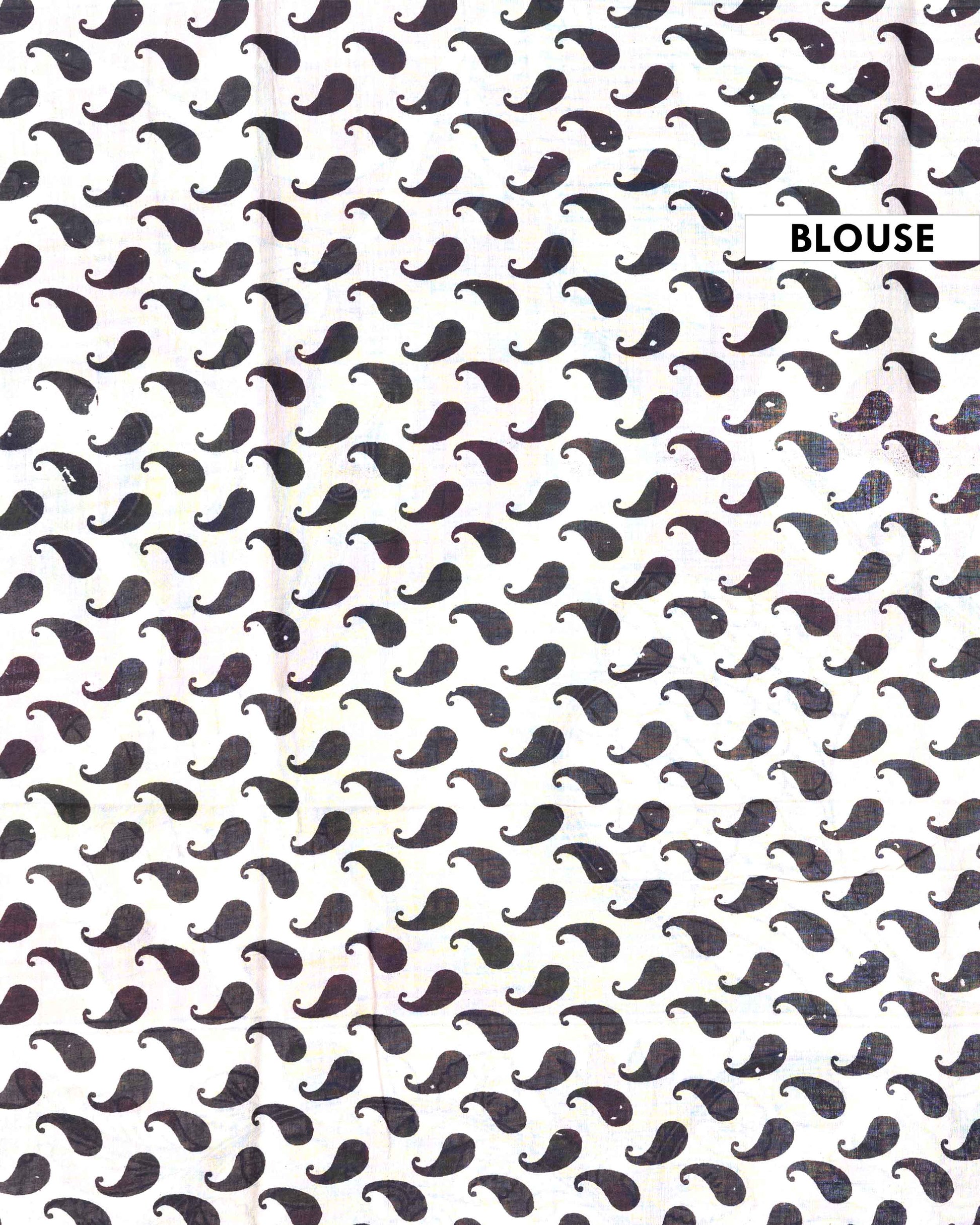 Traditional Handloom Kalamkari Cotton Saree with Traditional Cow and Floral Motifs - Cream