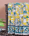 Traditional Handloom Kalamkari Cotton Saree with Traditional Figurative and Mythological Motifs - Light Green