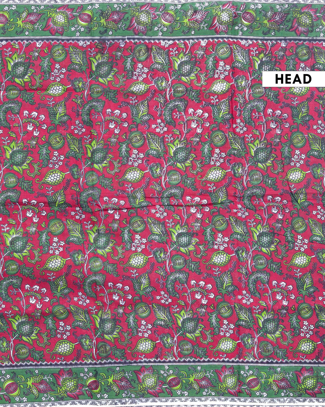 Traditional Handloom Kalamkari Cotton Saree with Traditional Floral & Pomegranate Motifs - Dark Pink