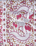 Traditional Handloom Kalamkari Cotton Saree with Traditional Floral and Peacock Motifs - Red