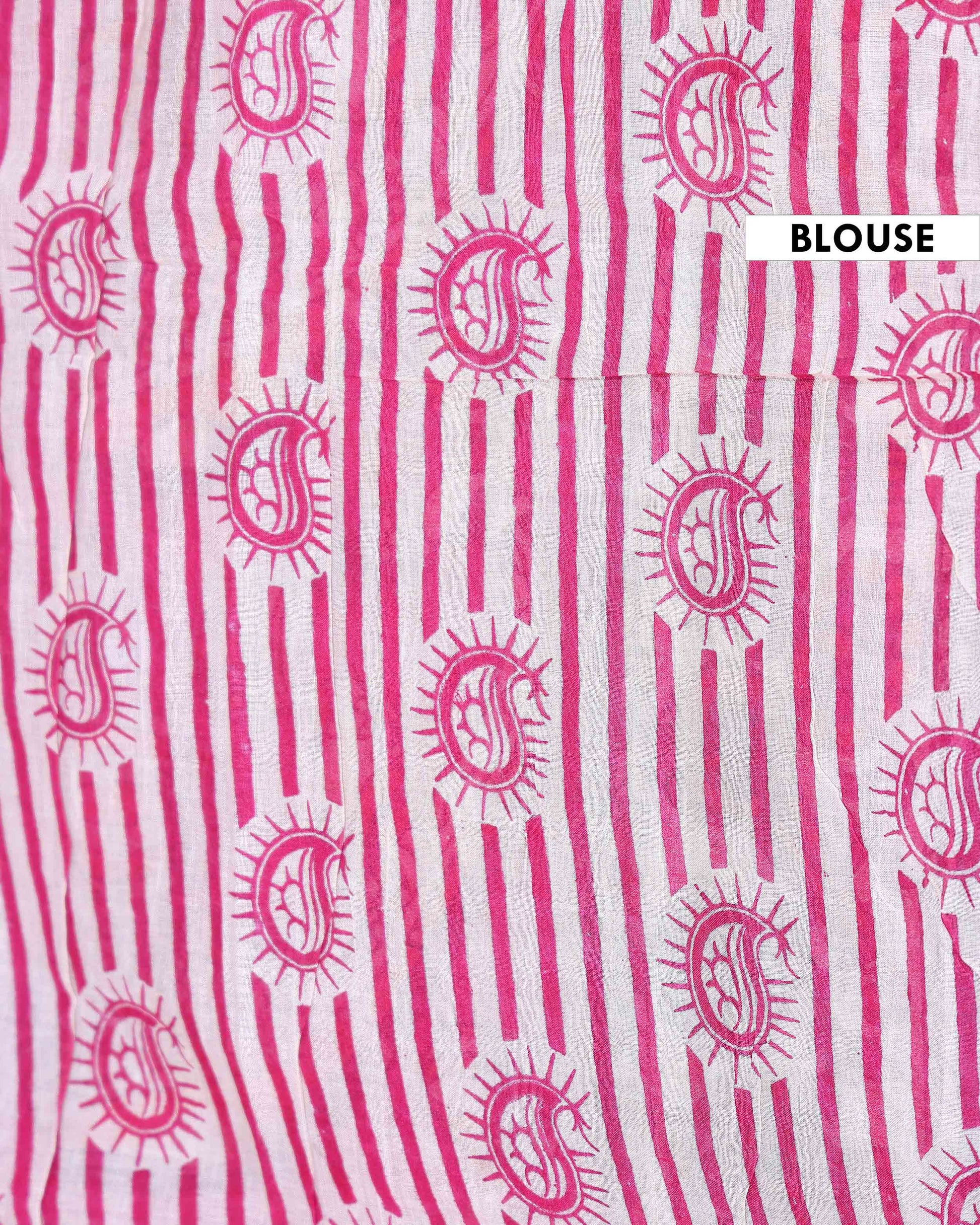 Traditional Handloom Kalamkari Cotton Saree with Traditional Paisley and Peacock Motifs - Pink