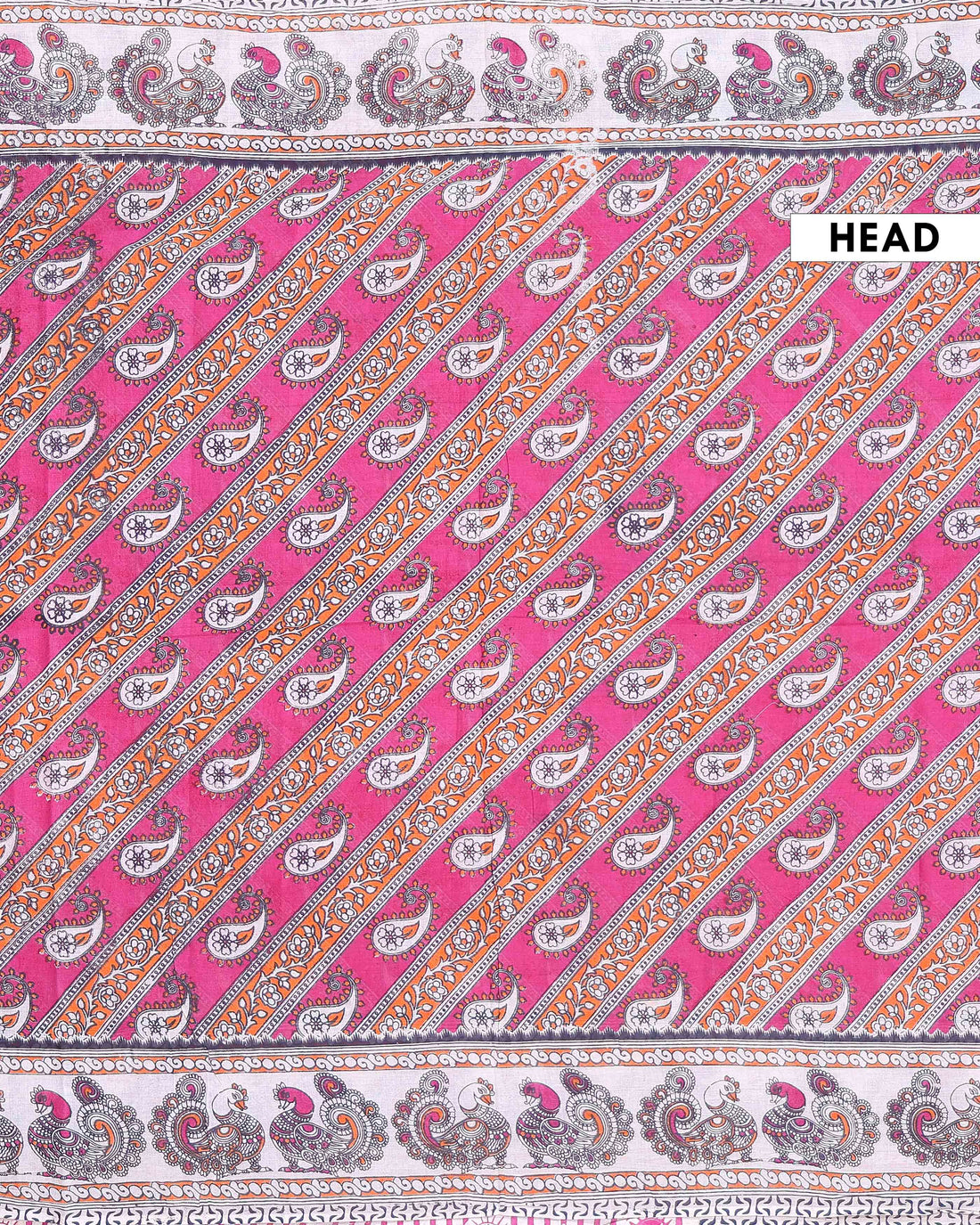 Traditional Handloom Kalamkari Cotton Saree with Traditional Paisley and Peacock Motifs - Pink