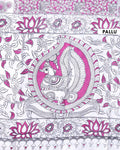 Traditional Handloom Kalamkari Cotton Saree with Traditional Peacock and Floral Motifs - Pink