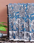 Traditional Handloom Kalamkari Saree Mythological Narratives and Border Detailing - Blue