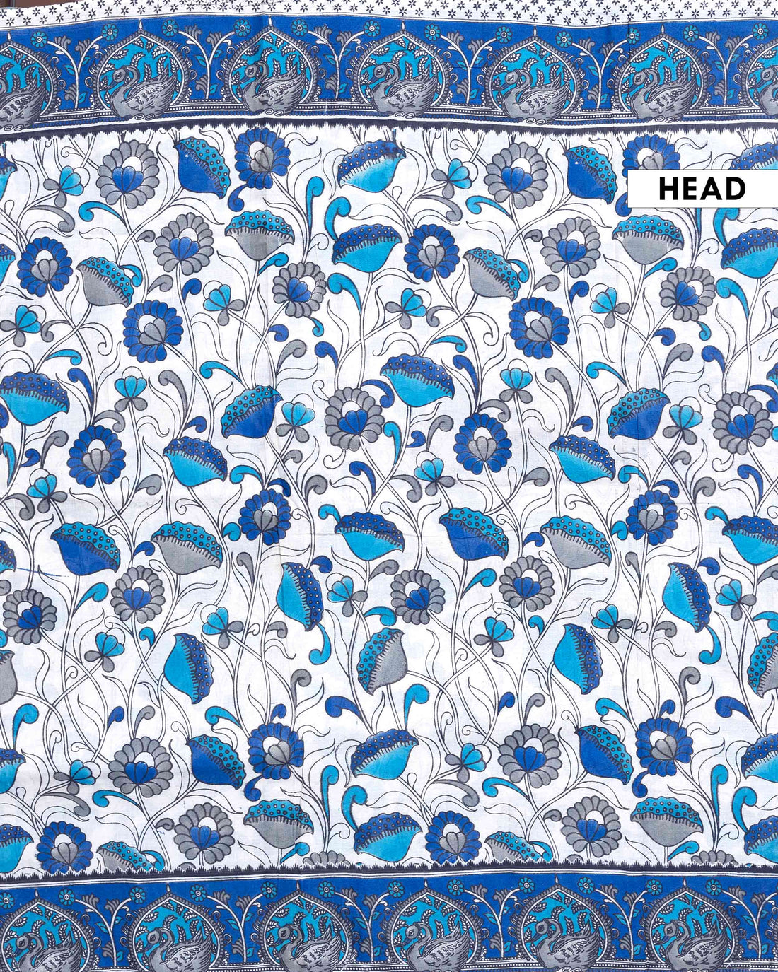 Traditional Handloom Kalamkari Saree with Floral and Peacock Motifs - Off White