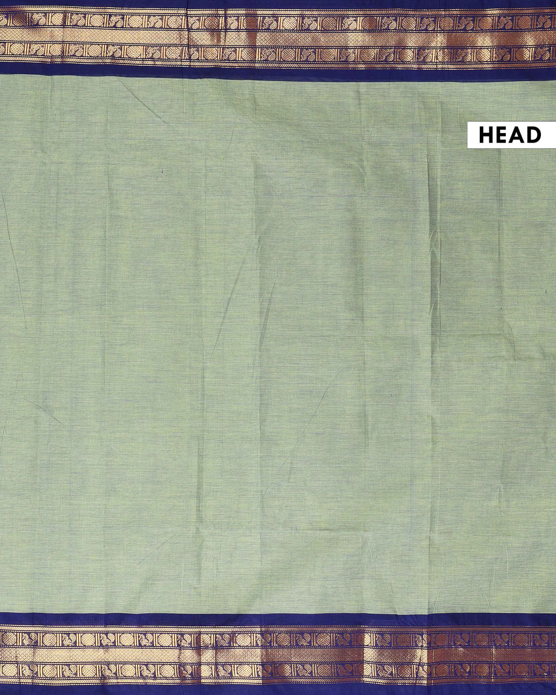 Traditional Handloom Kanchi Cotton Saree with Traditional Zari Border - Light Green