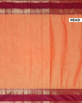 Traditional Handloom Kanchi Cotton Saree with Traditional Zari Border - Orange-Head