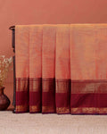 Traditional Handloom Kanchi Cotton Saree with Traditional Zari Border - Orange